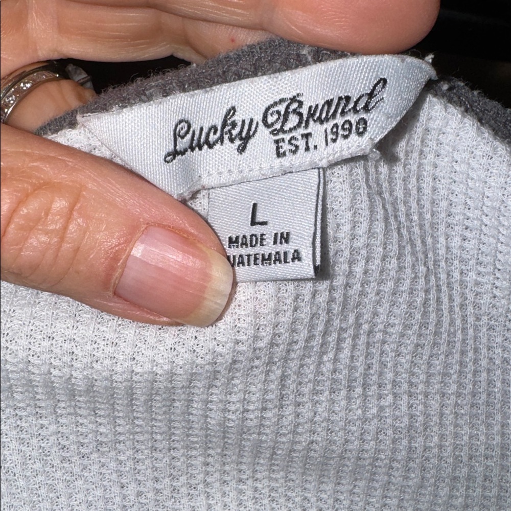 Lucky Brand Charcoal and Cream Long Sleeve Tee - Picture 5 of 5